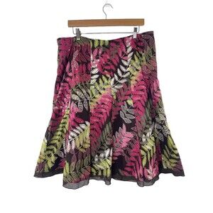 Y2K Fairy Women 16 Skirt Floral A-line Midi Boho Witchy Green Earthy Brown